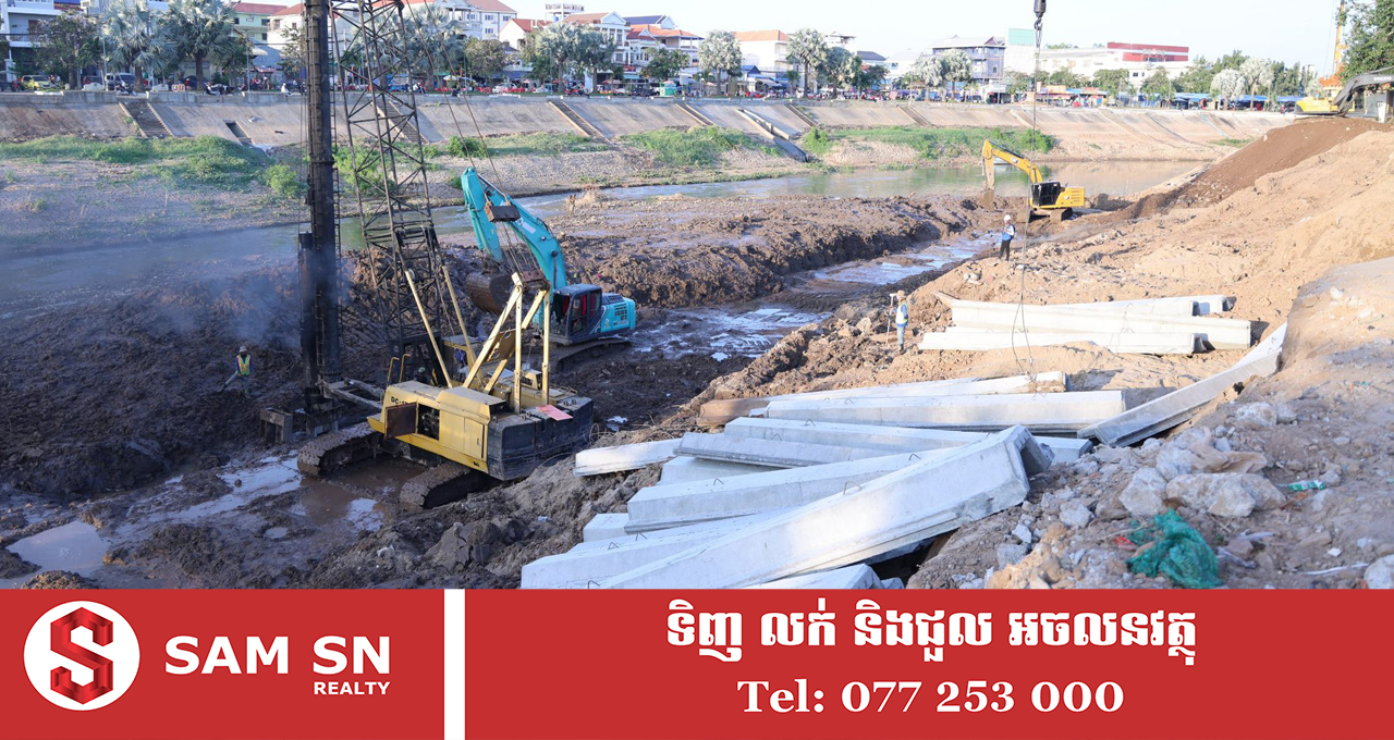 គម្រោងកែលម្អច្រាំងស្ទឹងព្រែកត្នោត នាក្រុងតាខ្មៅ មានការរៀបចំជាផ្លូវថ្មើរជើង អាហារដ្ឋាន និងហាងកាហ្វេ ជាដើម