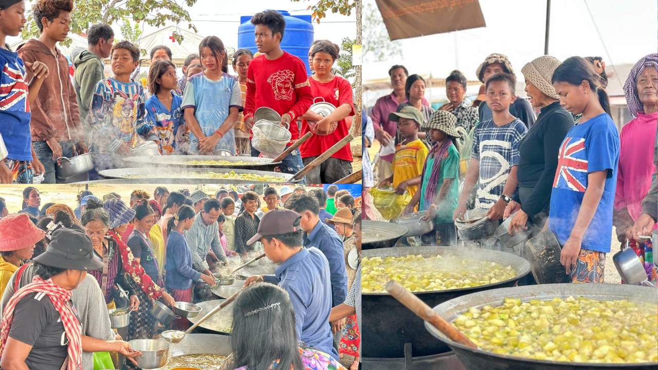 ជនភៀសសឹកខេត្តព្រះវិហារចំនួន ១,២៤៤គ្រួសារ ស្មើ ៣,៥៧៨នាក់ បន្តទទួលម្ហូបផ្គត់ផ្គង់ ២ពេលពីក្រុមការងារសហព័ន្ធយុវជនបូជាការពារយុត្តិធម៌ដឹកនាំដោយអ្នកឧកញ៉ា ឡេង ណាវ៉ាត្រា